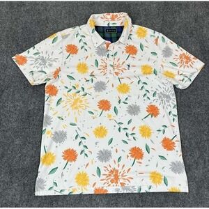 William Murray Polo Shirt Mens Large White Floral The Word All Over Performance